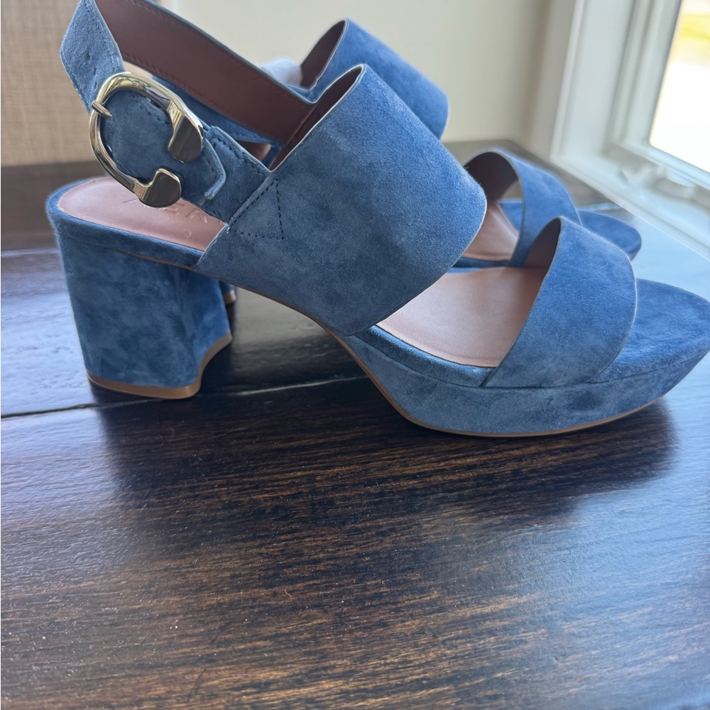 Aerosoles Blue Suede Heel Sandals -Camera Indigo Platform Dress Heels sz 10 NEW